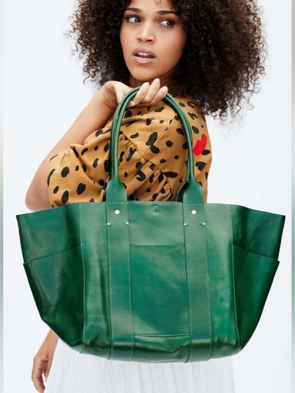 EXCELLENT CLARE V LE BOX TOTE BAG - FERN GREEN